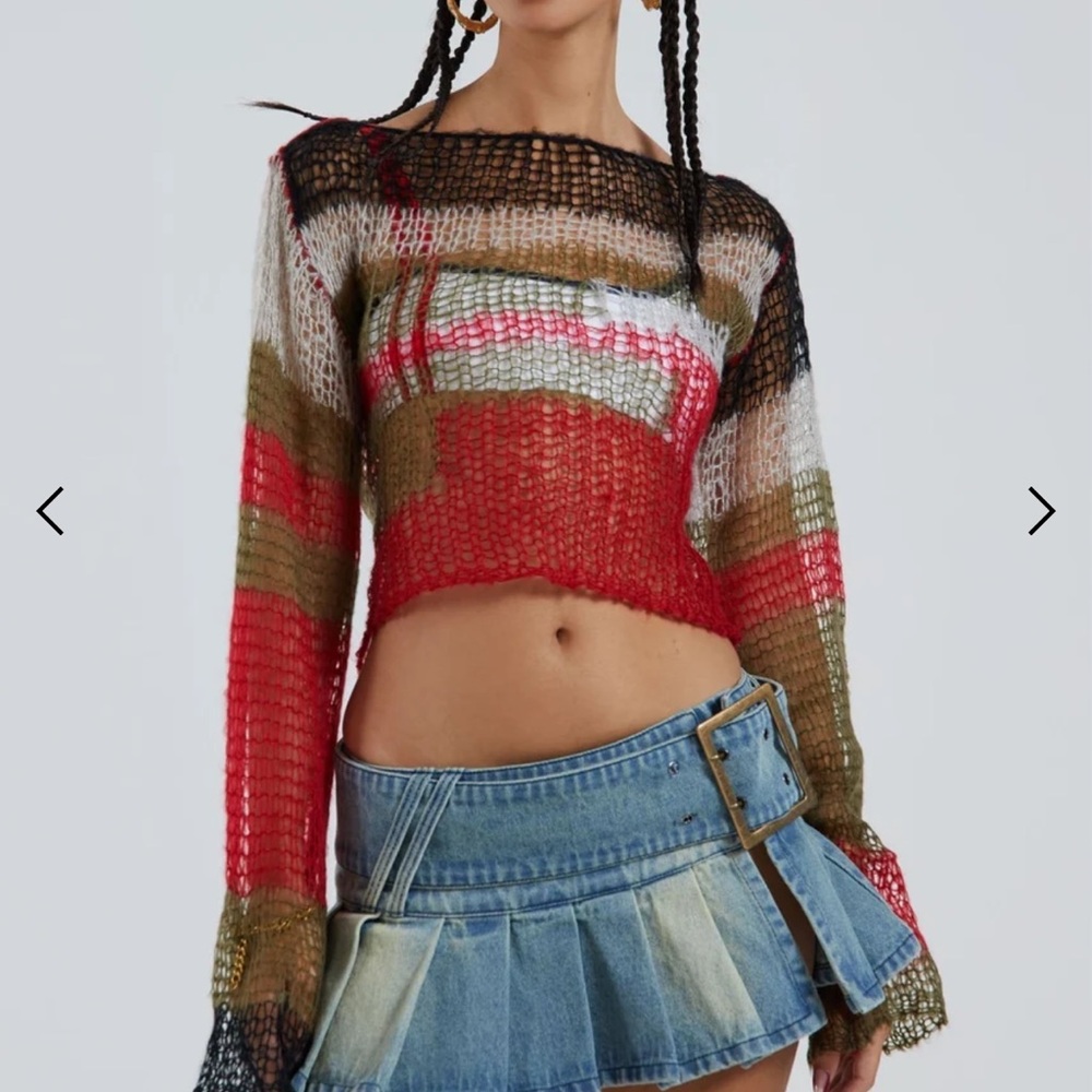 Jaded London Backless Shredded Knit Top